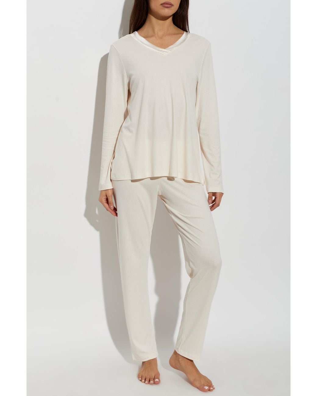 Hanro White Two-Piece Pajama Set 'Tyra'