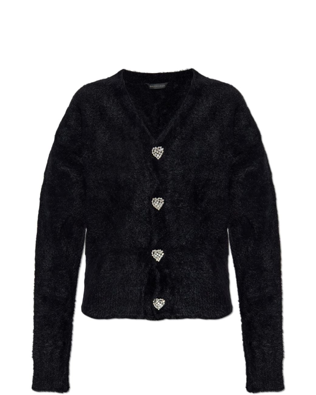 Balenciaga Black Cardigan With Buttons Embellished With Sparkling Crystals