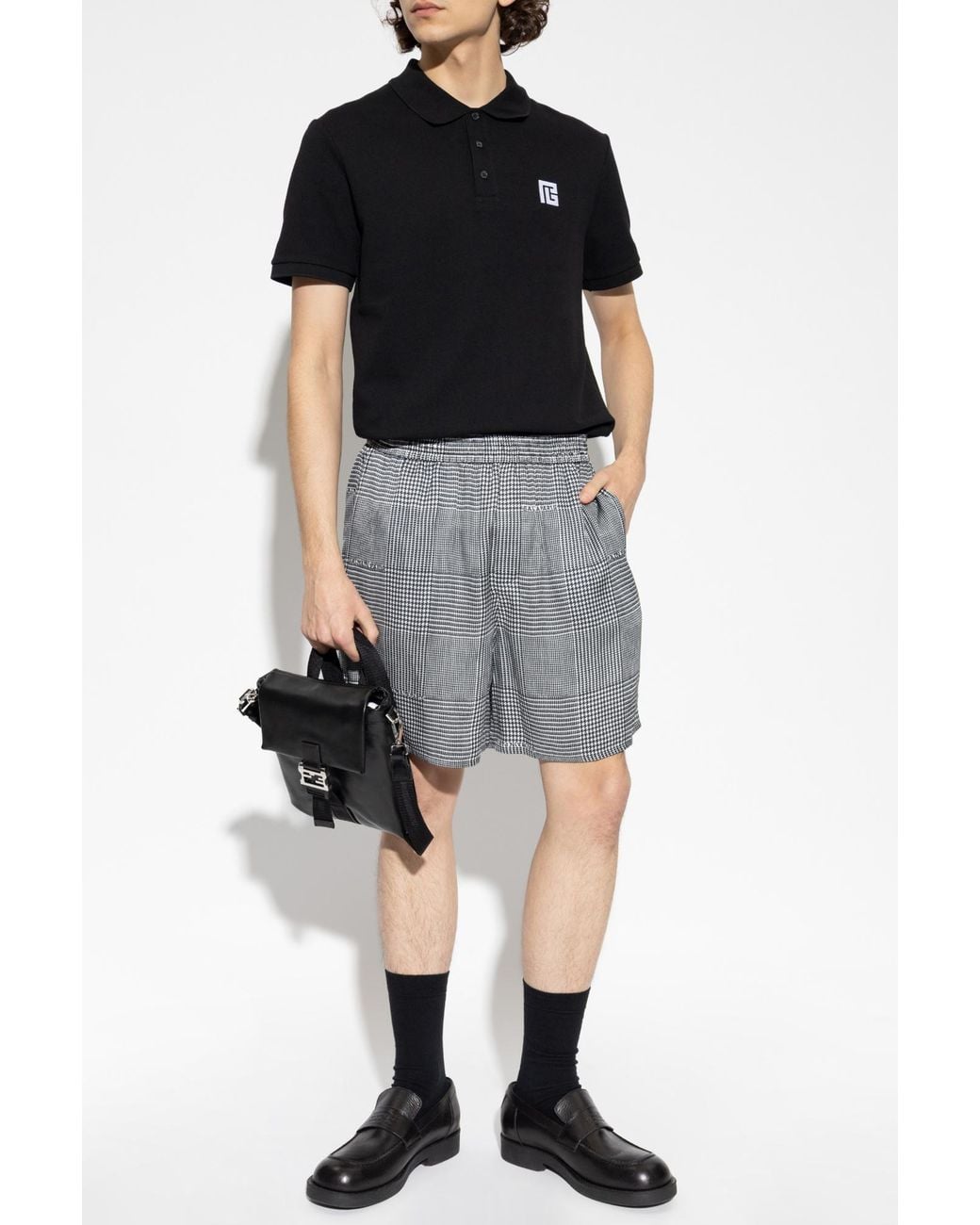 Balmain Gray Houndstooth Trousers for men