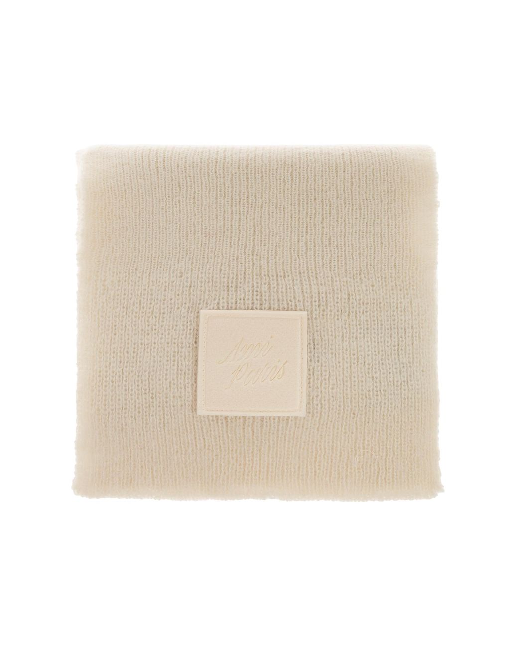 AMI Natural Scarf With Sewn-On Logo