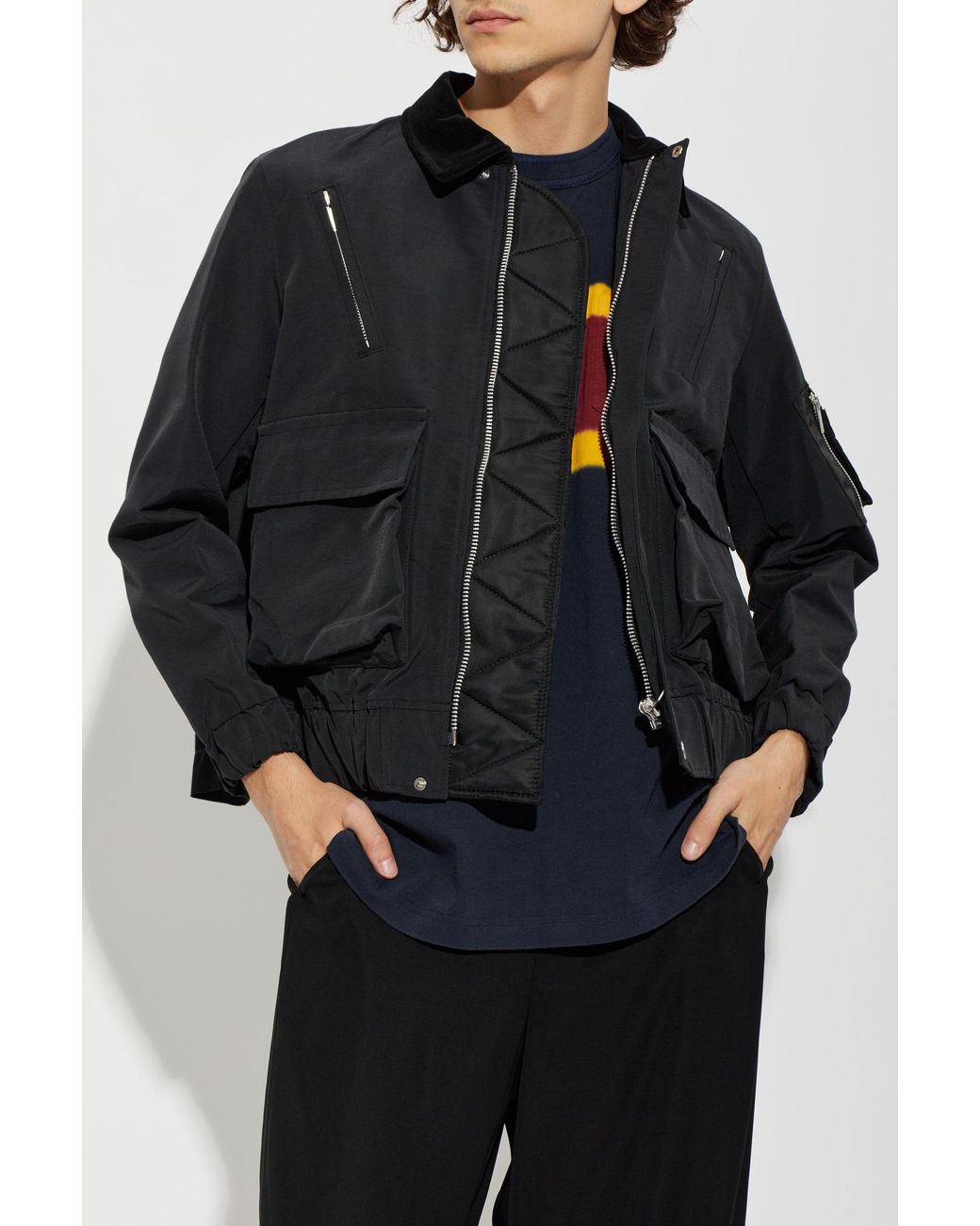 Sacai Black Jacket With Multiple Pockets