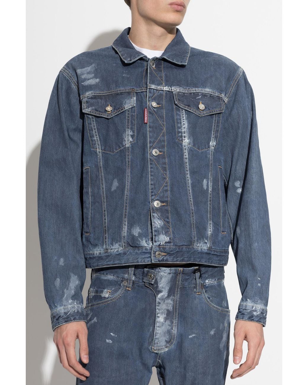 DSquared² Blue Vintage-Effect Denim Jacket for men