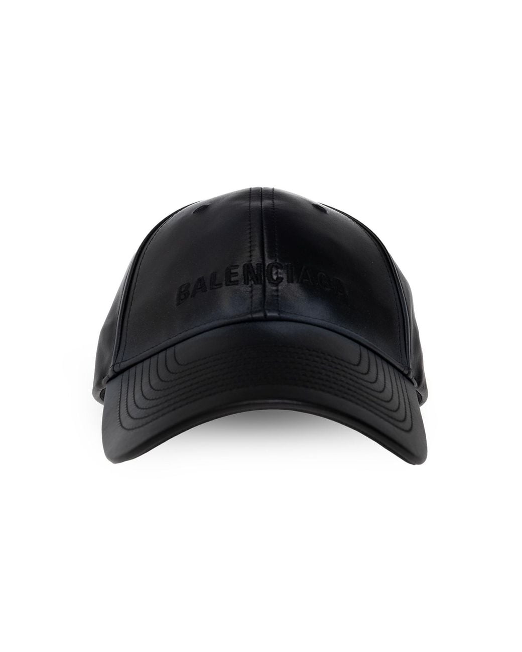 Balenciaga Black Leather Cap With Visor for men
