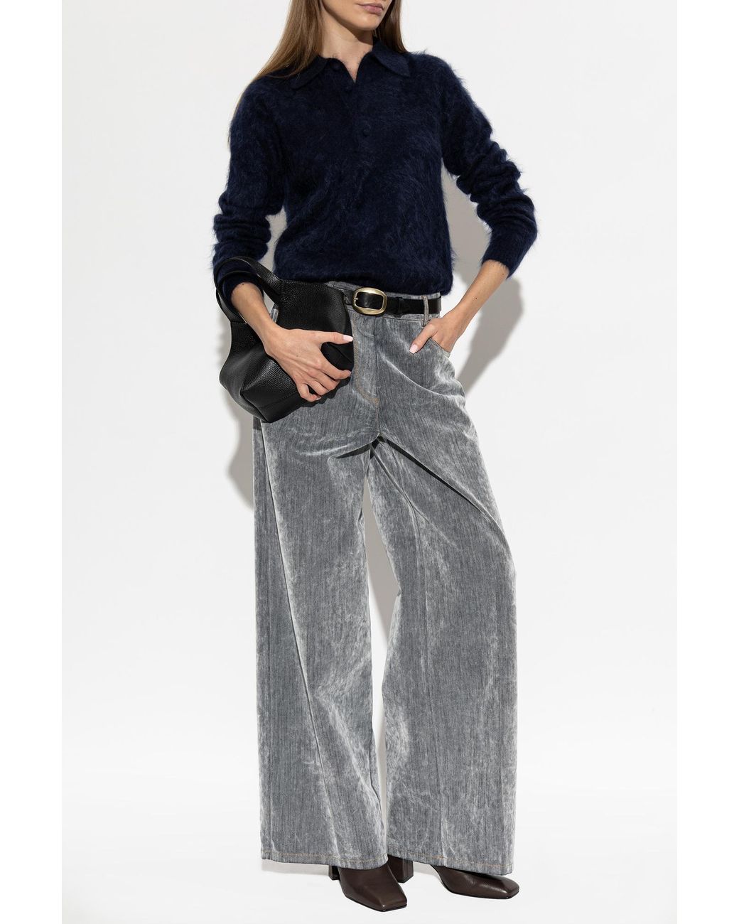 Forte_forte Blue Cashmere Long-Sleeve Polo Shirt