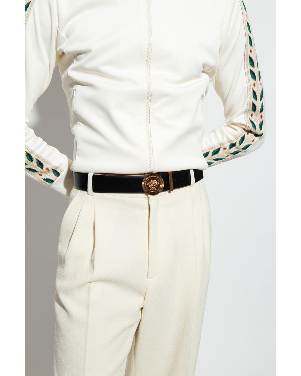 Versace Black Leather Belt 'Medusa Biggie' for men
