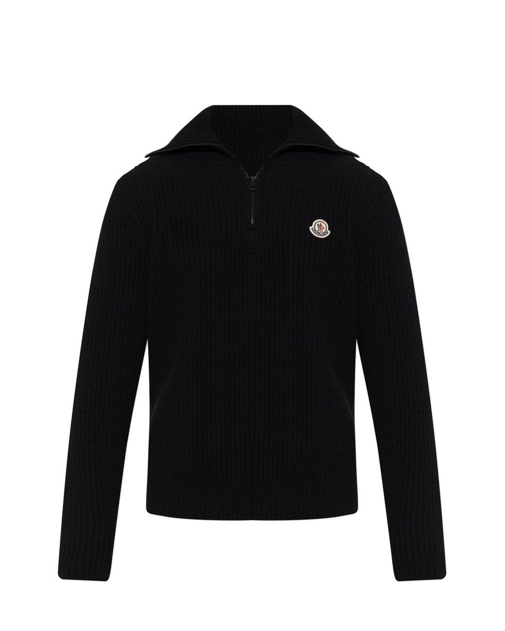 Moncler Black Wool Turtleneck With Logo Patch for men