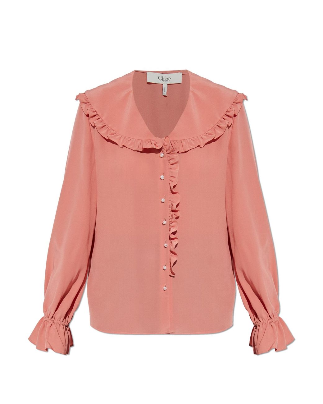 Chloé Pink Silk Shirt With Ruffles