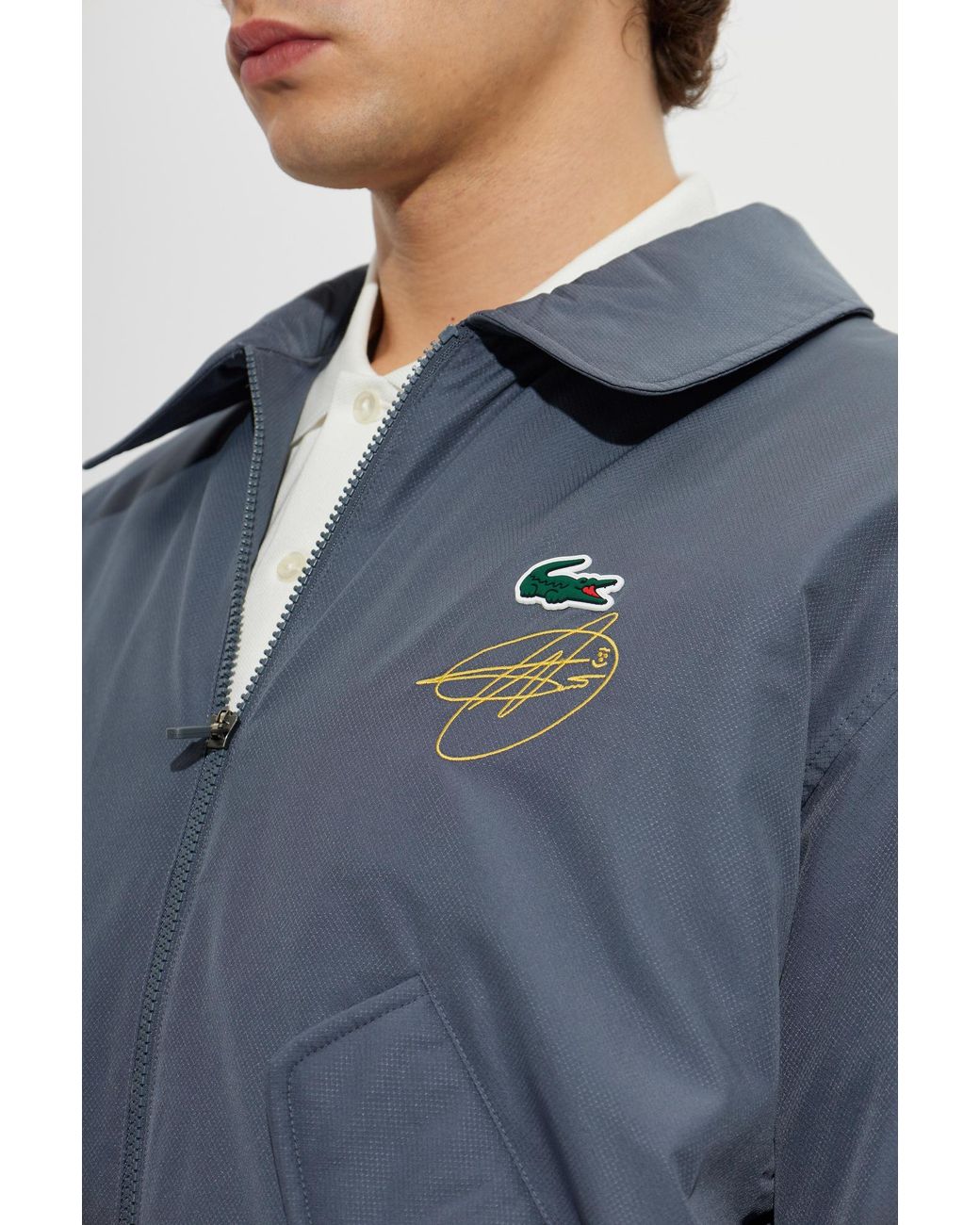 Lacoste Blue Quilted Jacket With Logo Patch for men