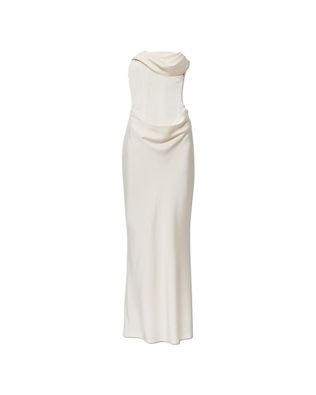 ROTATE BIRGER CHRISTENSEN White Satin Off-Shoulder Dress