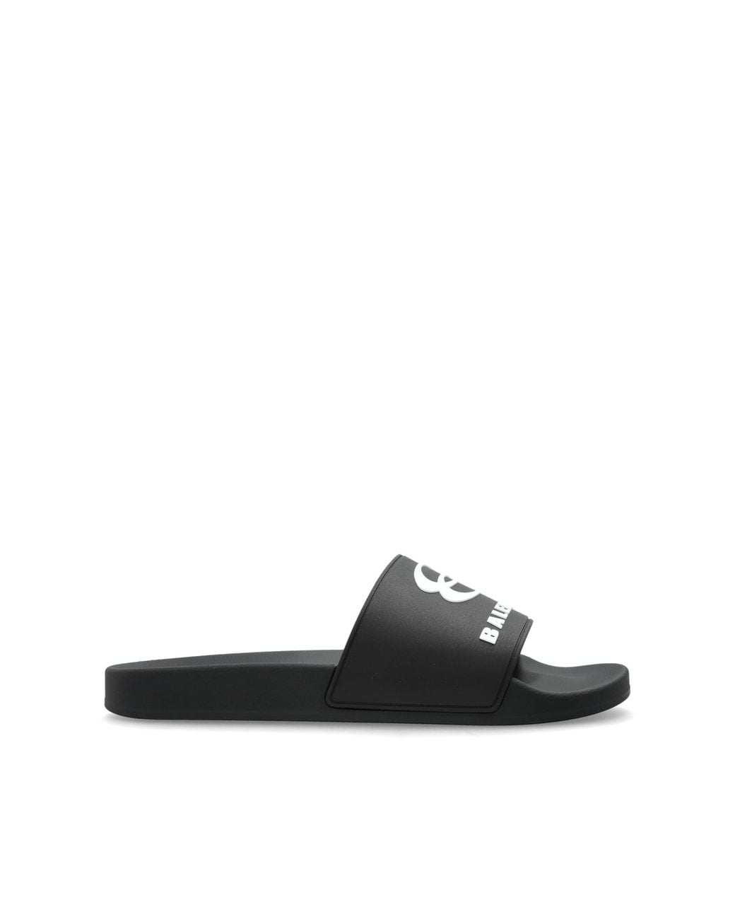 Balenciaga Black Rubber Slides With Logo for men
