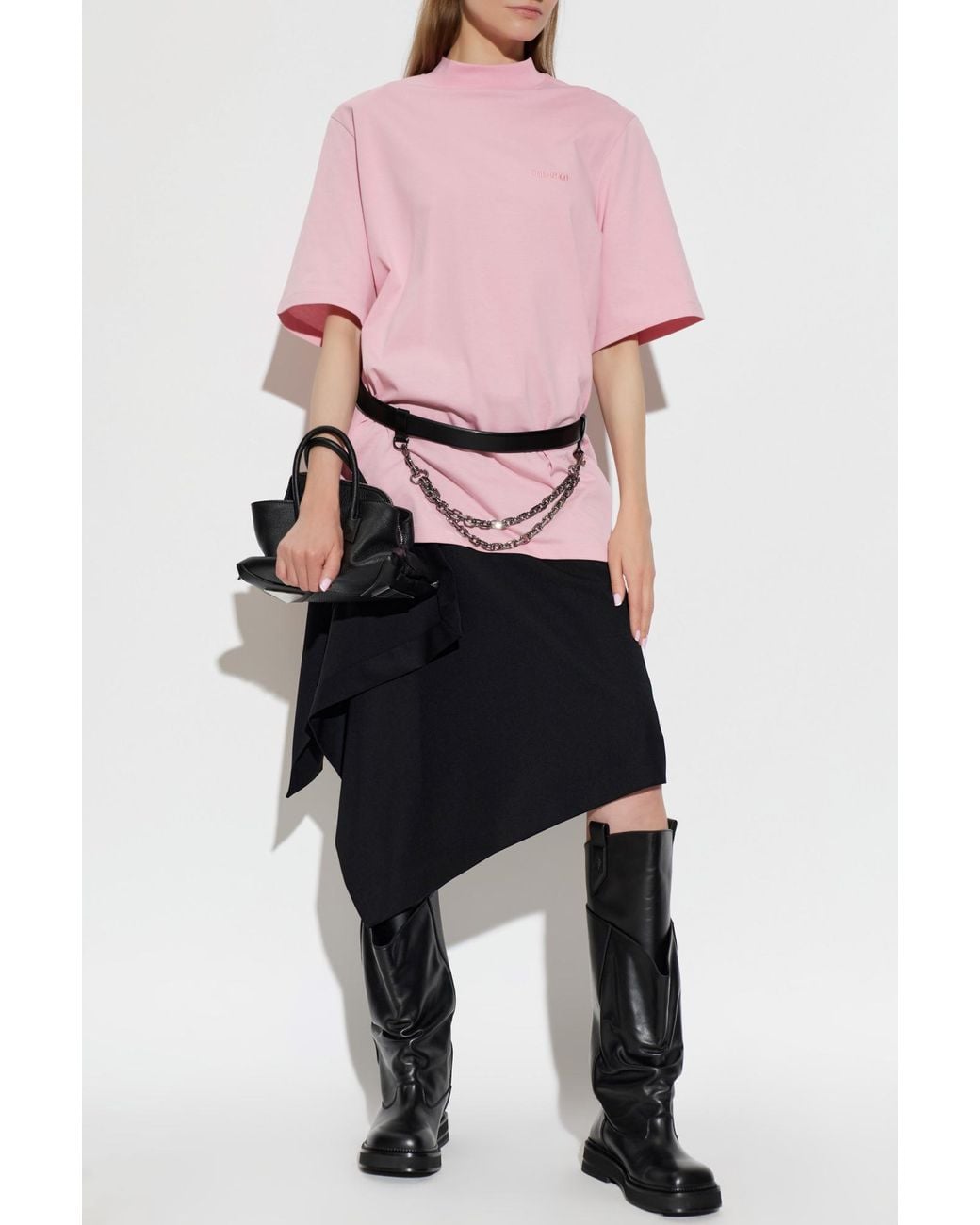 The Attico Pink T-Shirt With Shoulder Pads