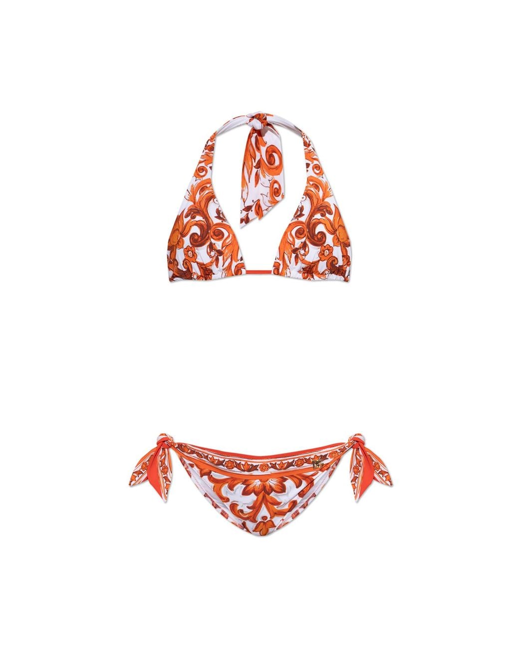 Dolce & Gabbana Red Two-Piece Swimsuit With "Majolica" Print