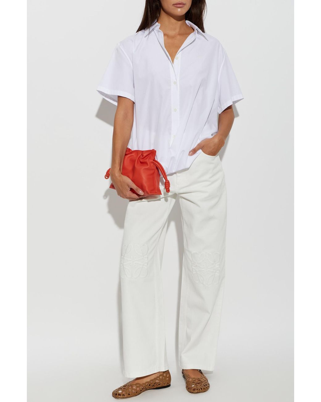 Loewe White Jeans With Embroidered Logo