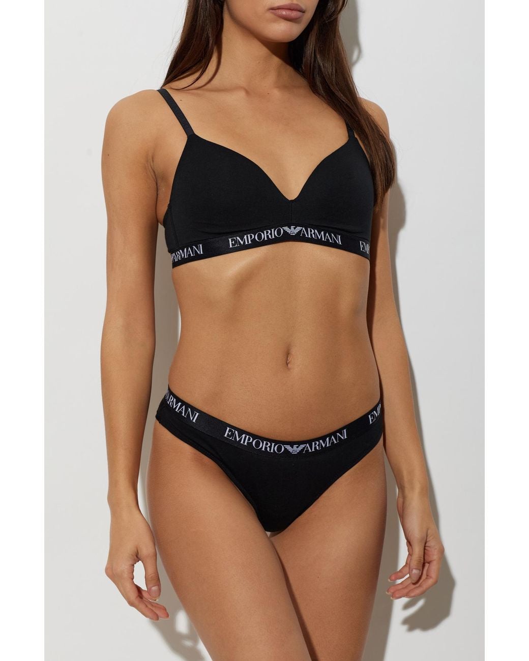 Emporio Armani Black Cotton Bra