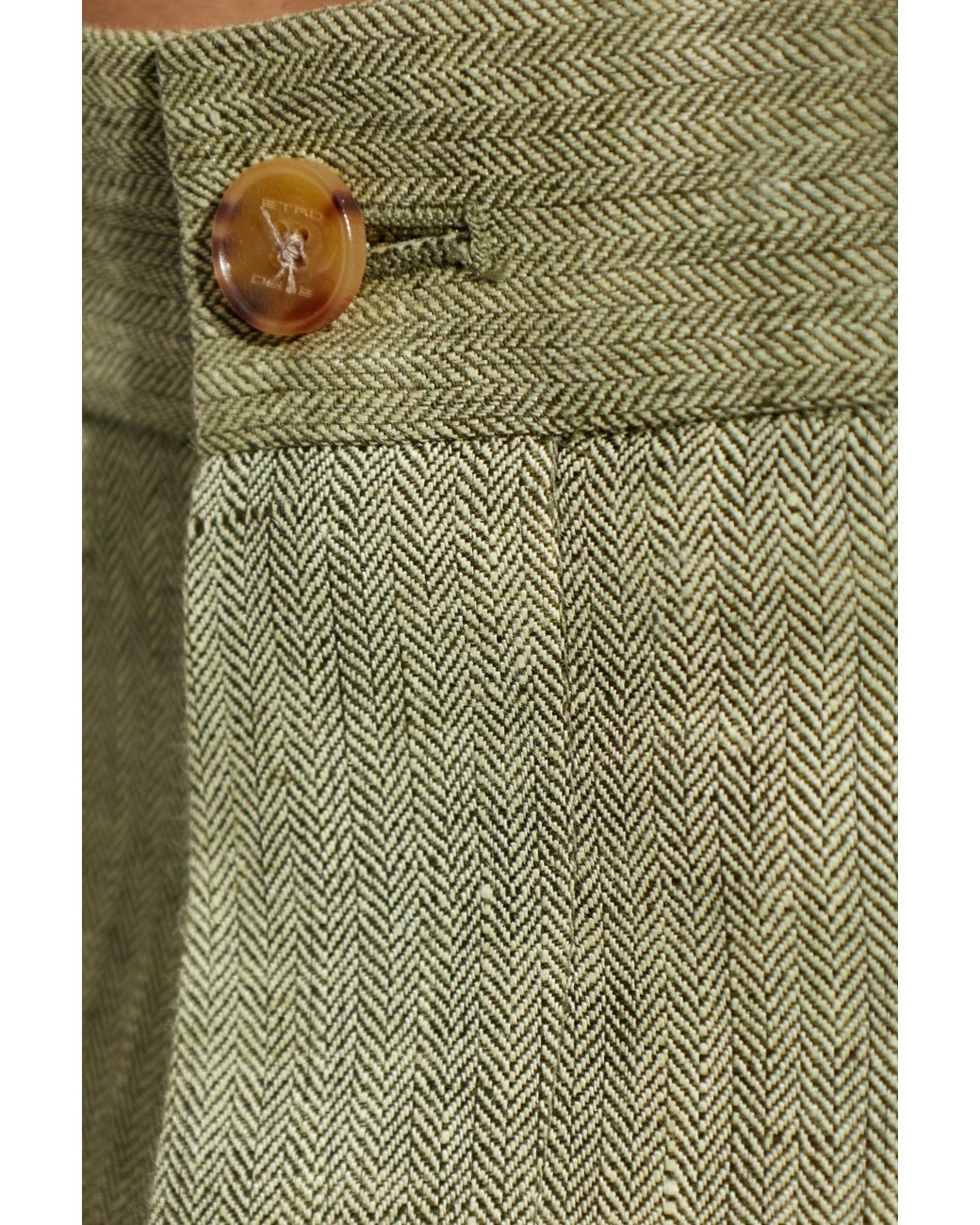 Etro White Linen Trousers With A Herringbone Pattern for men