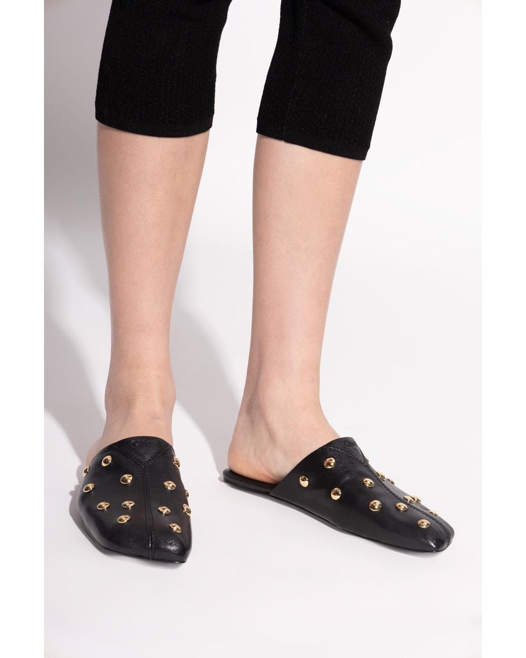 Chloé Black Leather Clogs 'Rita'