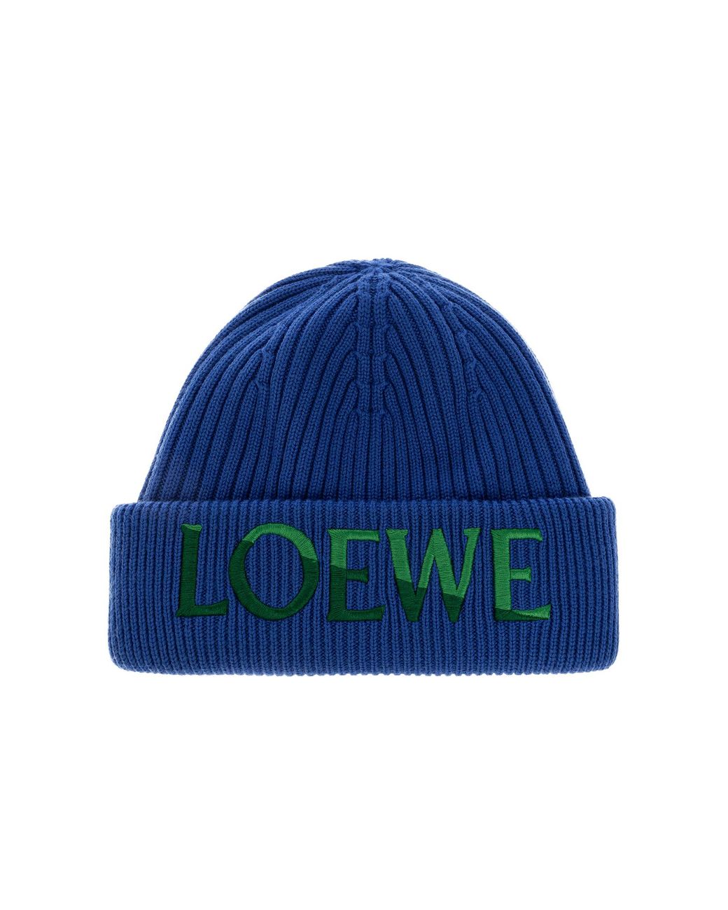 Loewe Blue Wool Beanie Hat With Logo