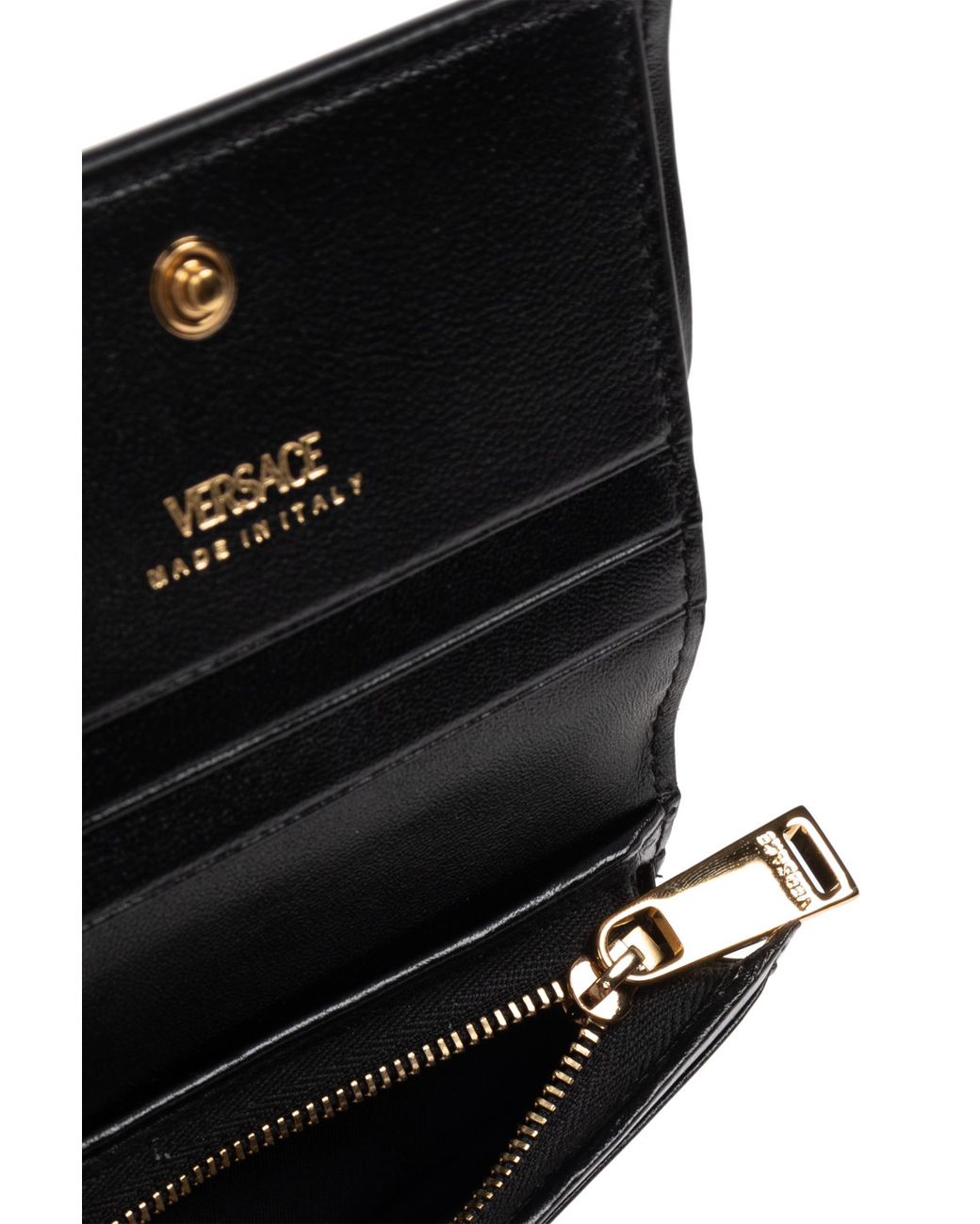 Versace Black Leather Wallet With Logo