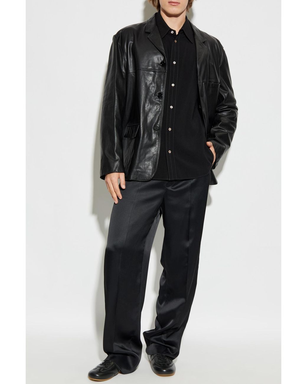 Lemaire Leather Jacket in Black for Men | Lyst