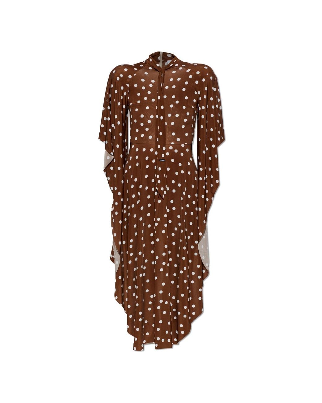 Vetements Brown Asymmetric Dress With Shoulder Pads