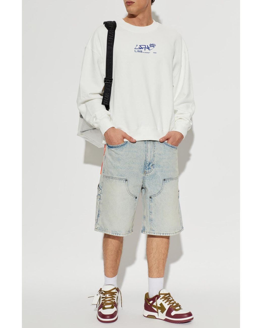 LAB C.O. OFF WHITE White Sweatshirt With Printed Logo for men