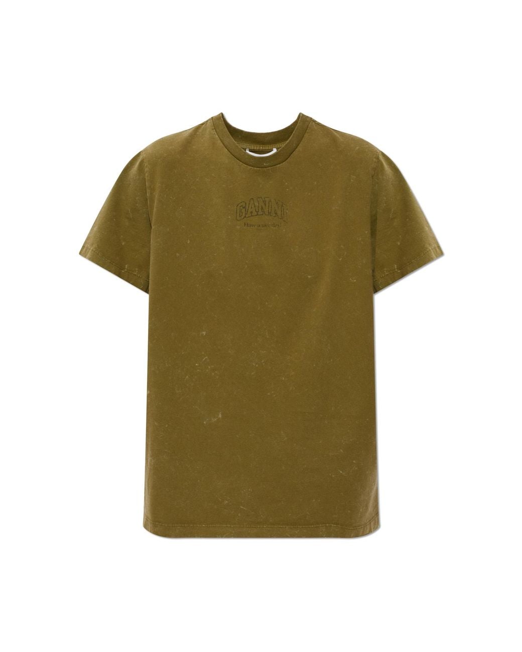 Ganni Green T-Shirt With Logo