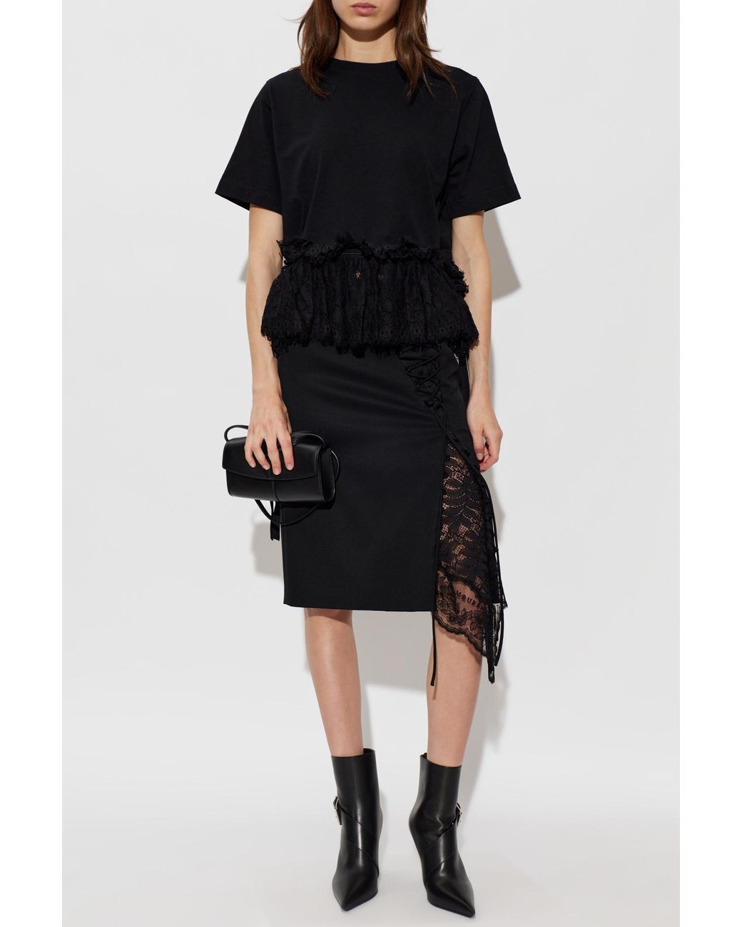 McQueen Black Skirt With Lace Insert