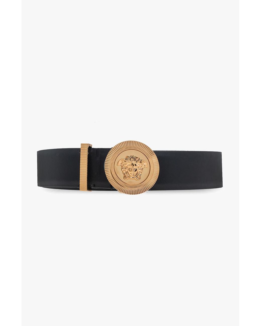 Versace Black Belt With Decorative Buckle