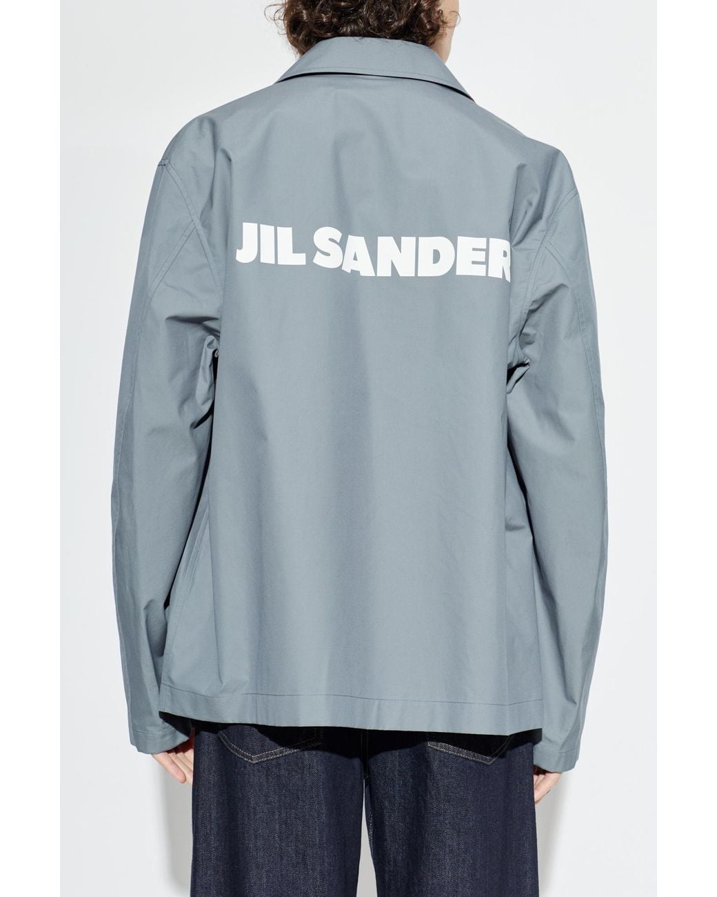 Jil Sander Blue Cotton Jacket With Logo for men