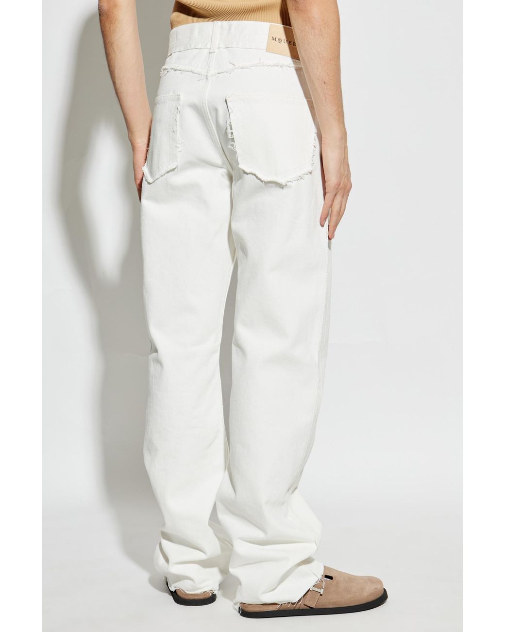 McQueen White Jeans With Vintage Effect for men