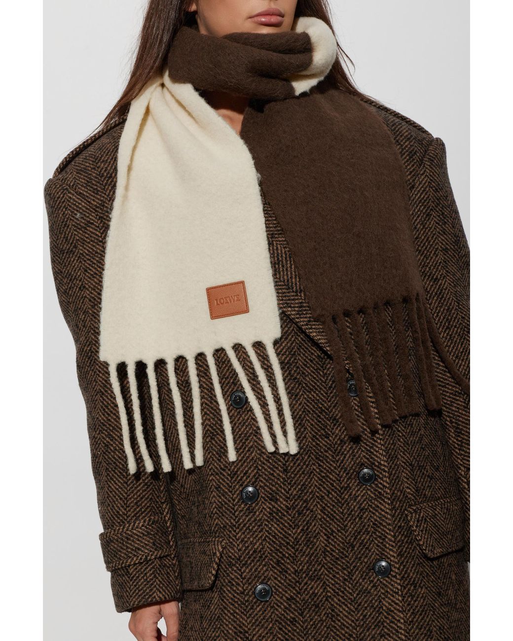 Loewe Natural Wool Scarf With Logo