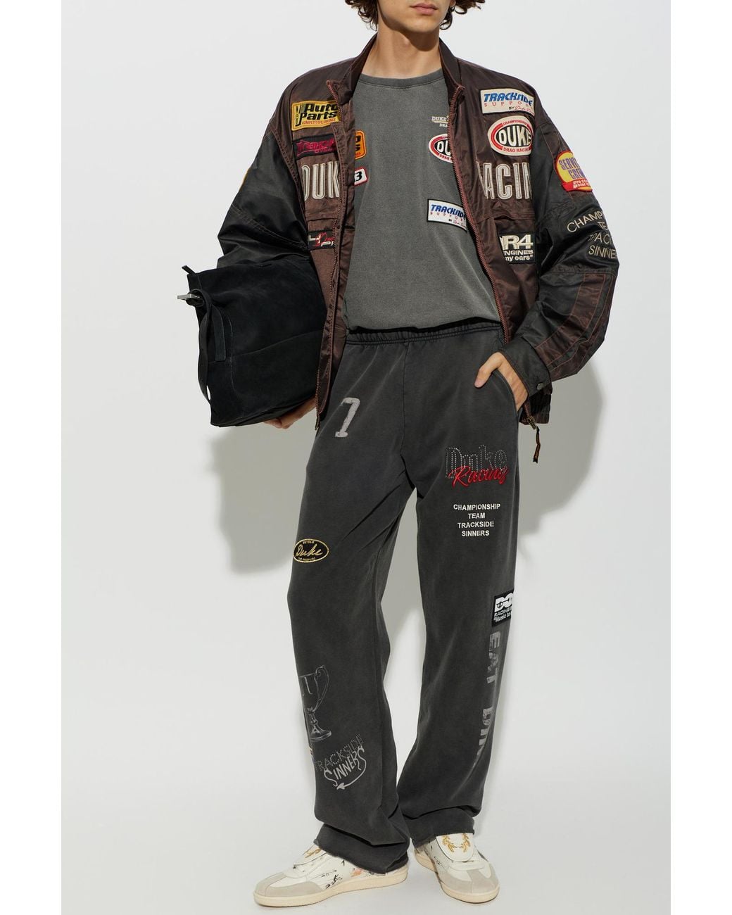 Duke & Dexter Black Track Pants With Patches for men