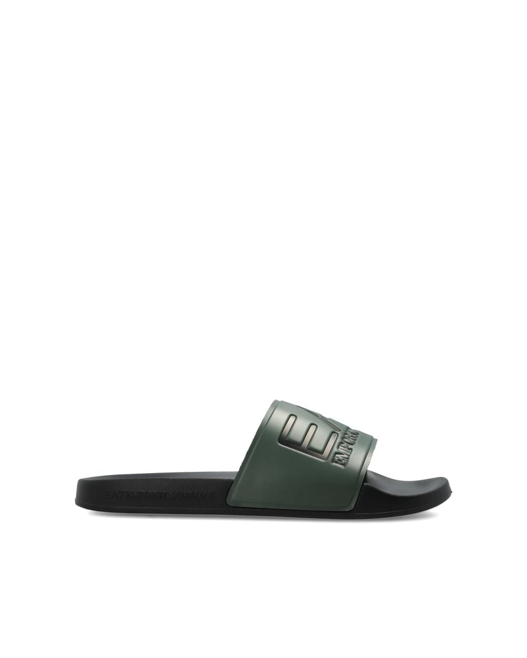 EA7 Green Rubber Flip-Flops With Logo for men