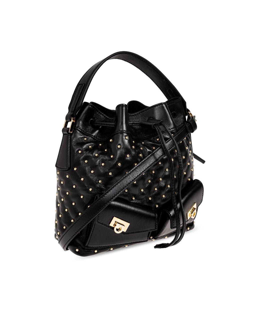 Ferragamo Black Leather Bag 'Drawstring'