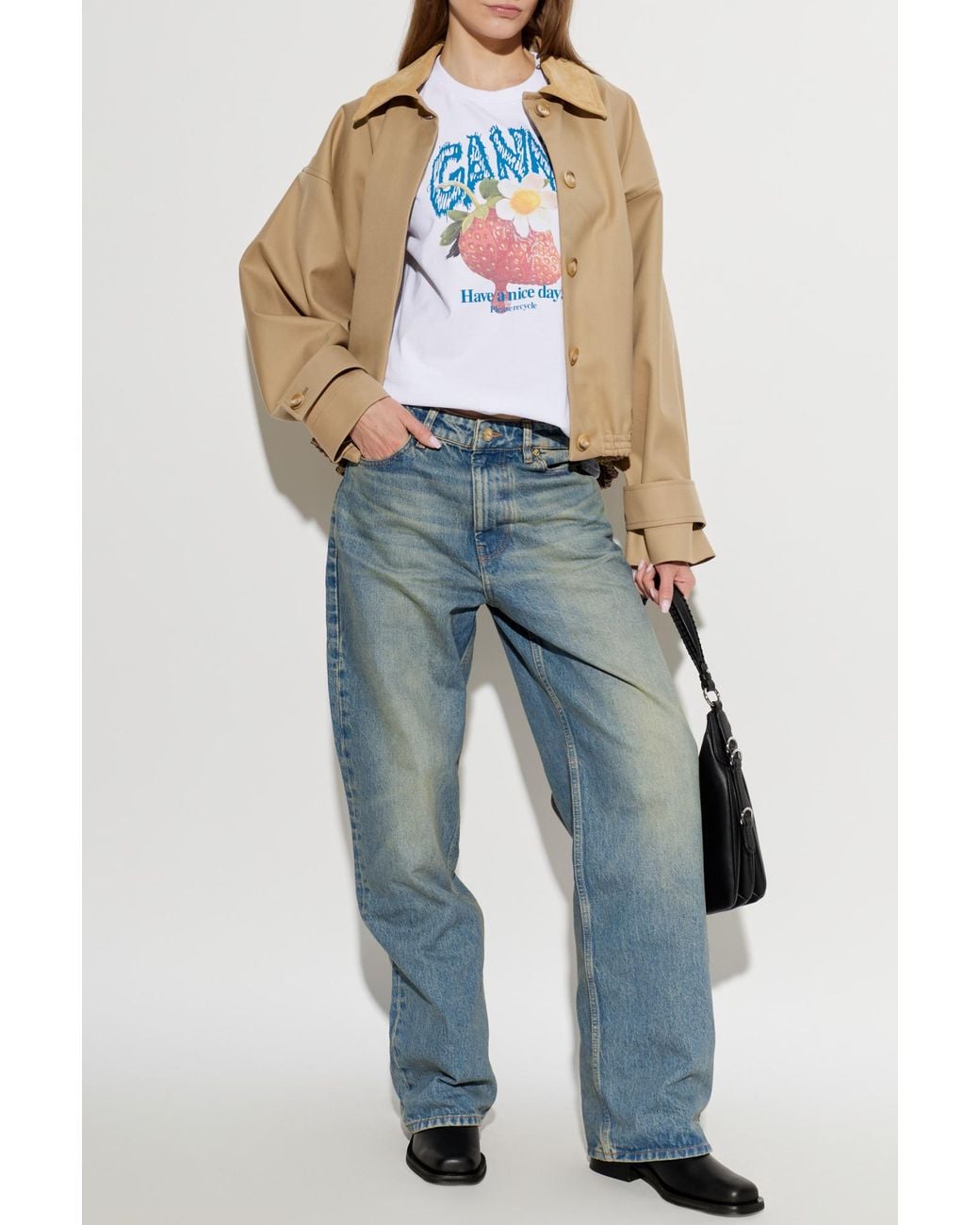 Ganni White T-Shirt With Print