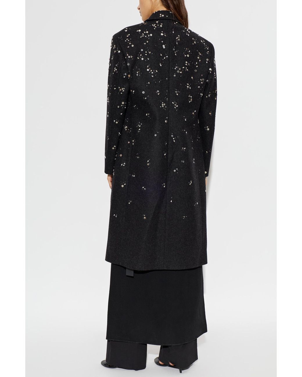 Jil Sander Black Wool Coat With Sequins