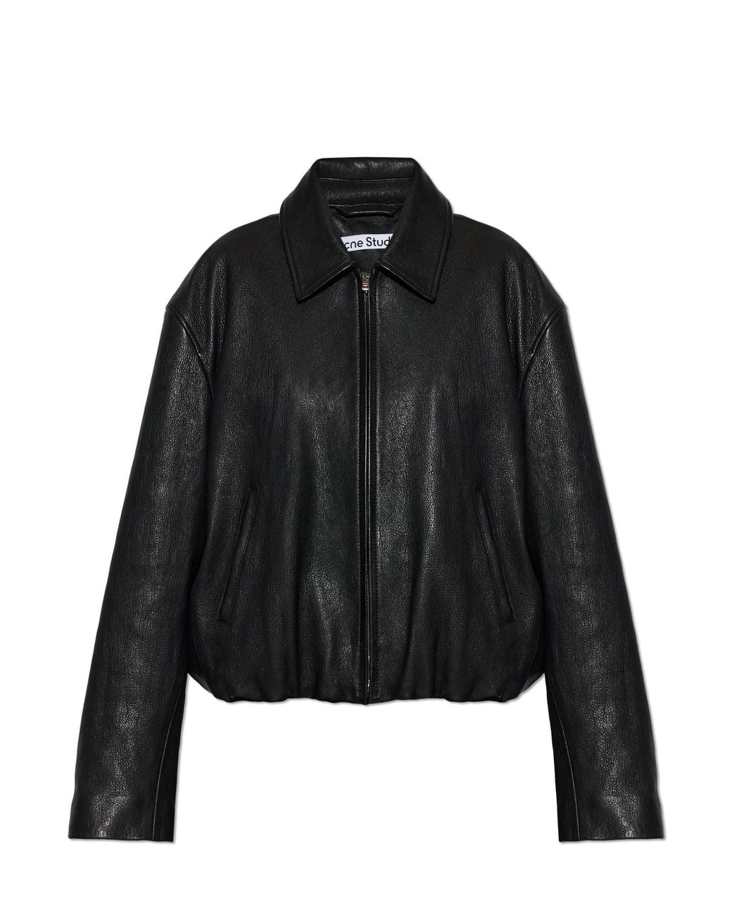 Acne Black Leather Jacket With Pockets
