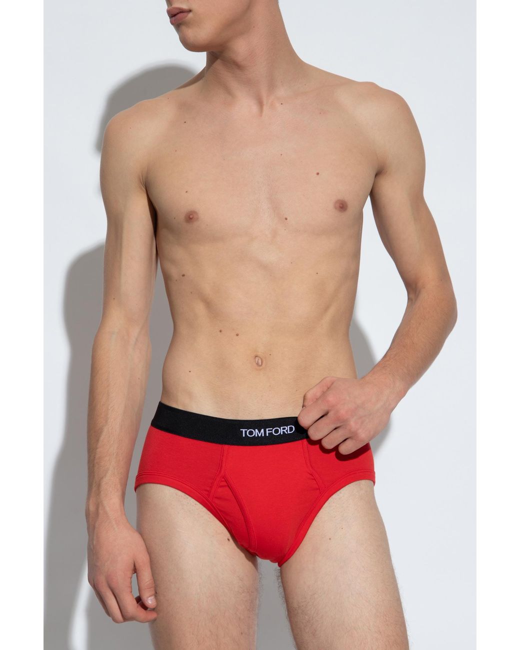 Tom Ford Red Logo Waistband Briefs for men
