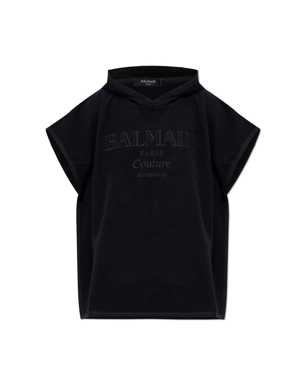 Balmain Black Cotton Poncho