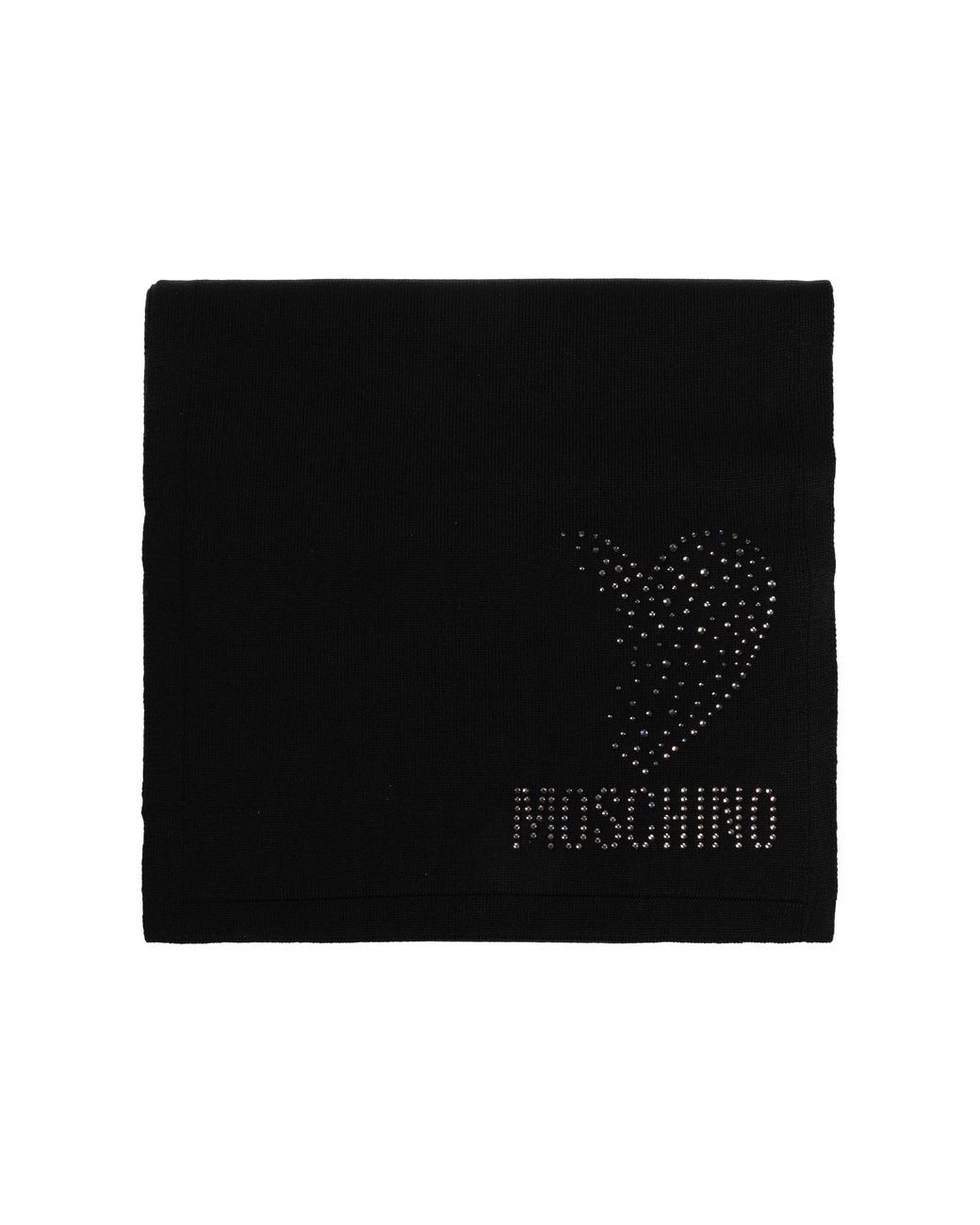 Moschino Black Wool Scarf With Sparkling Sequins