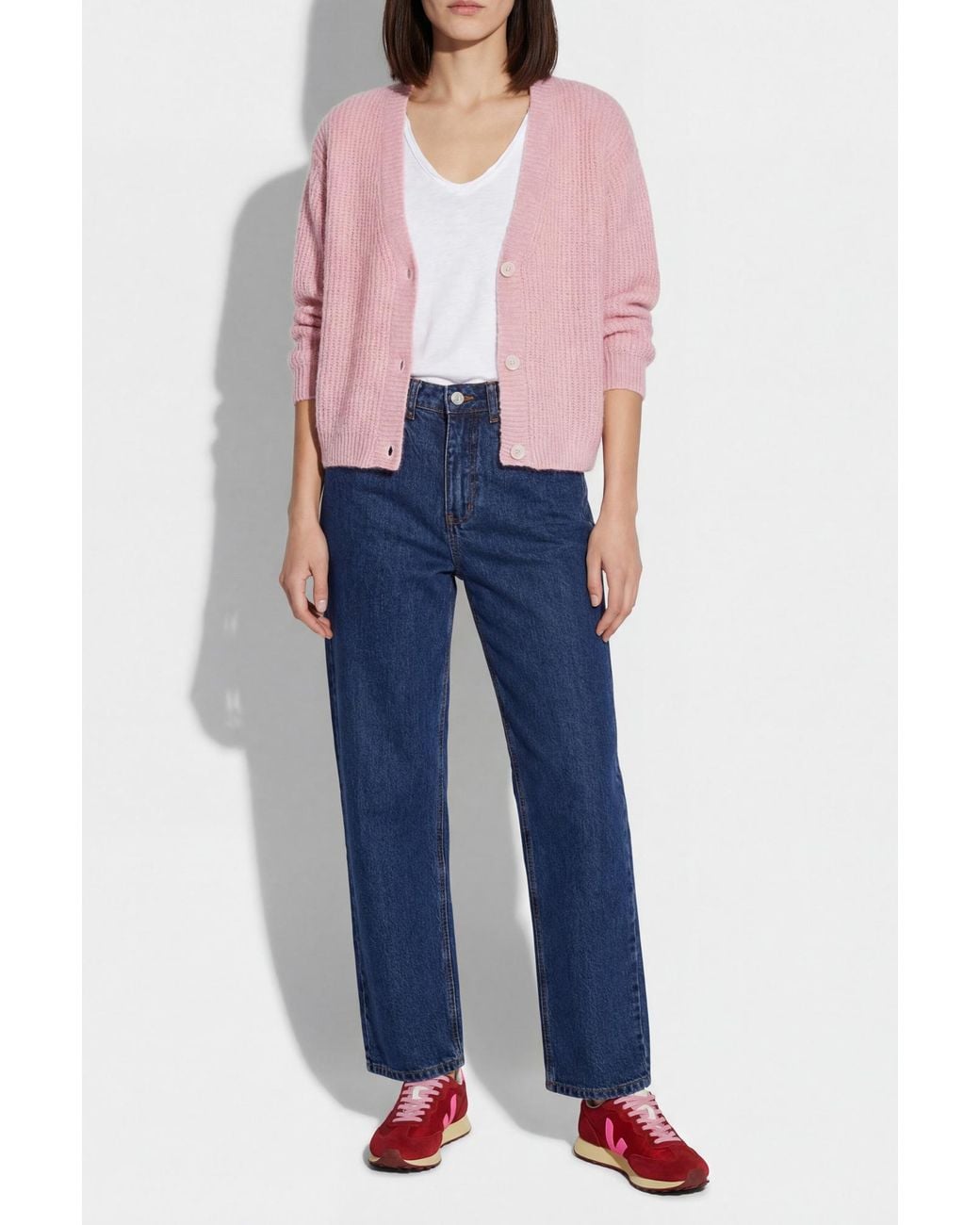 American Vintage Pink V-Neck Cardigan