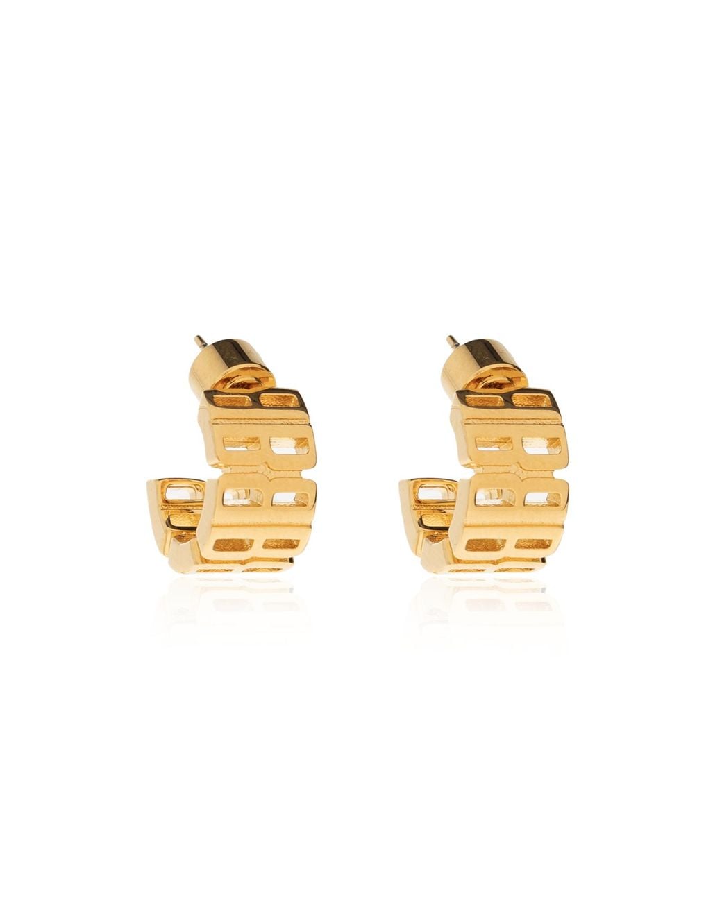 Balenciaga Metallic Earrings With Logo