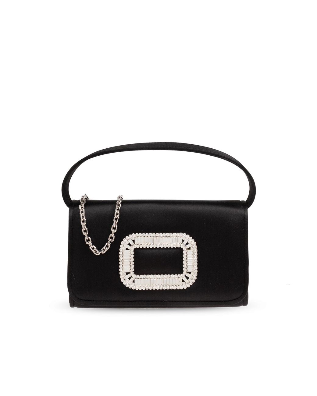 Roger Vivier Black Satin Handheld Bag 'Pilgrim Micro'