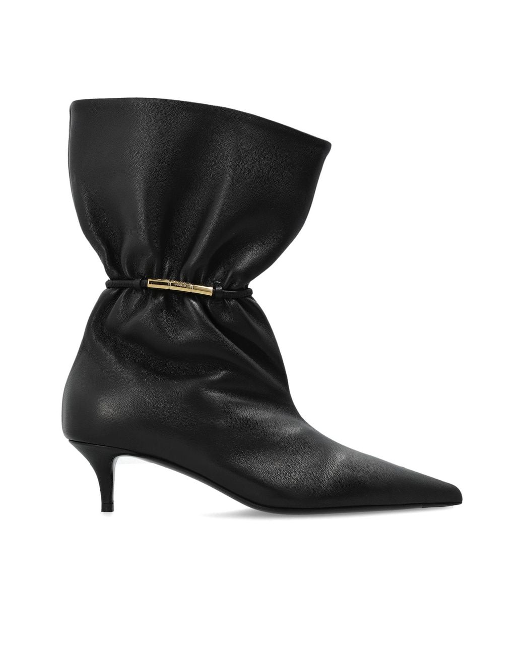 Balmain Black Leather Heeled Ankle Boots