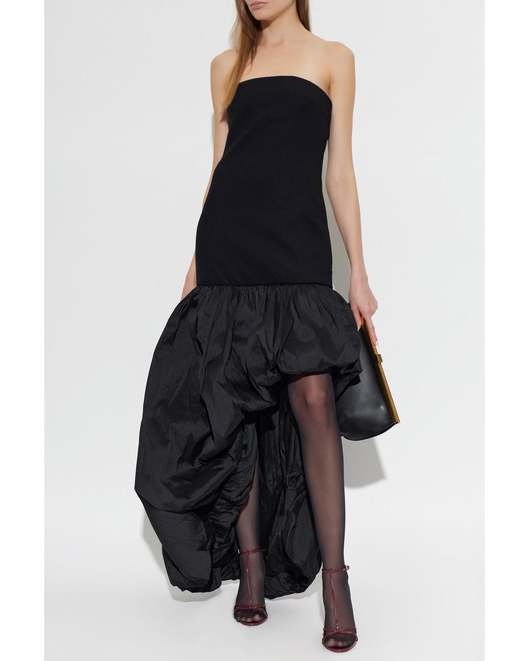 ROTATE BIRGER CHRISTENSEN Black Asymmetrical Dress With Bare Shoulders