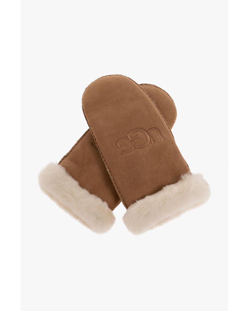 Ugg Brown Gloves With Logo