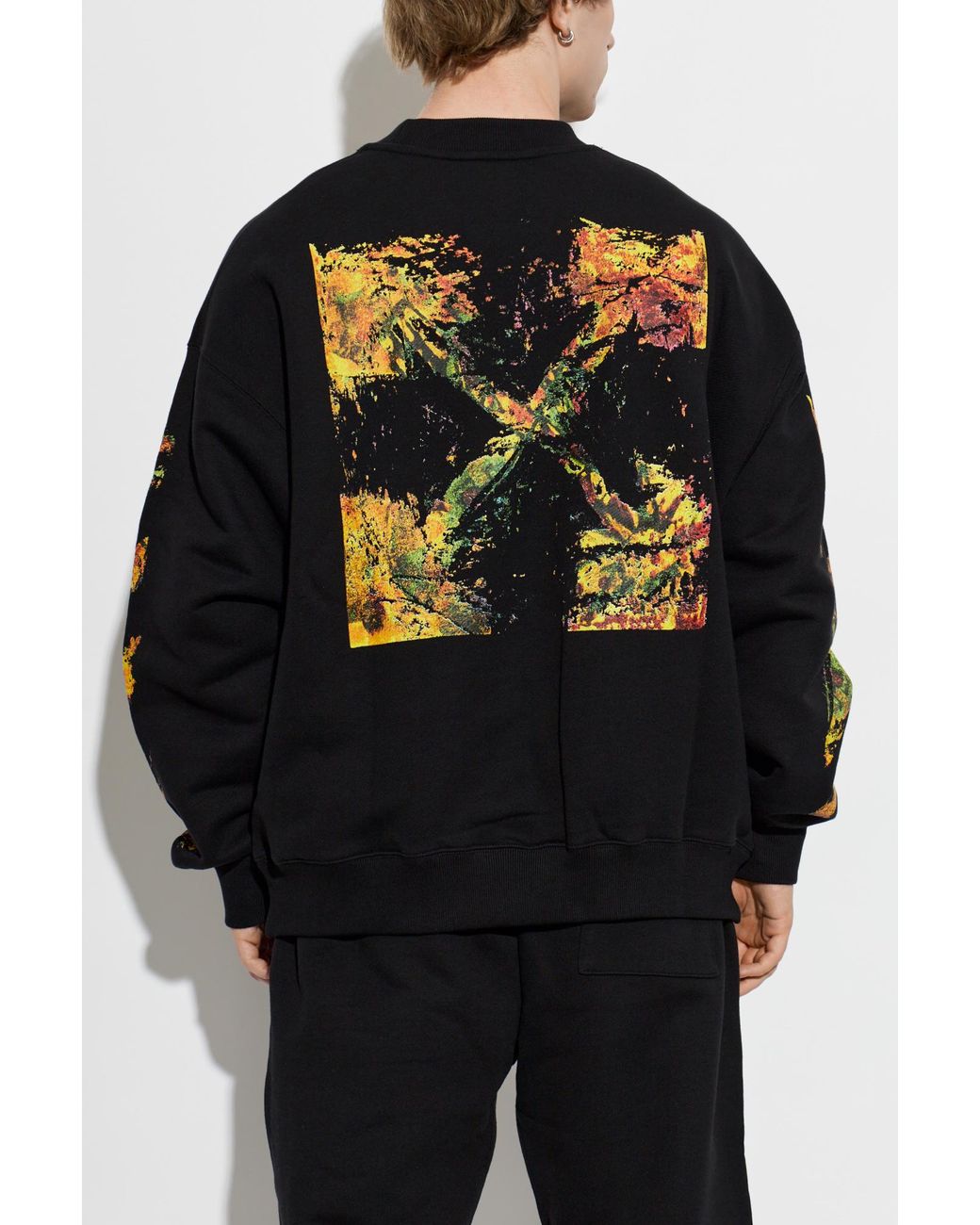 Off-White c/o Virgil Abloh Black Sweatshirt With A Multicolored Printed Logo for men