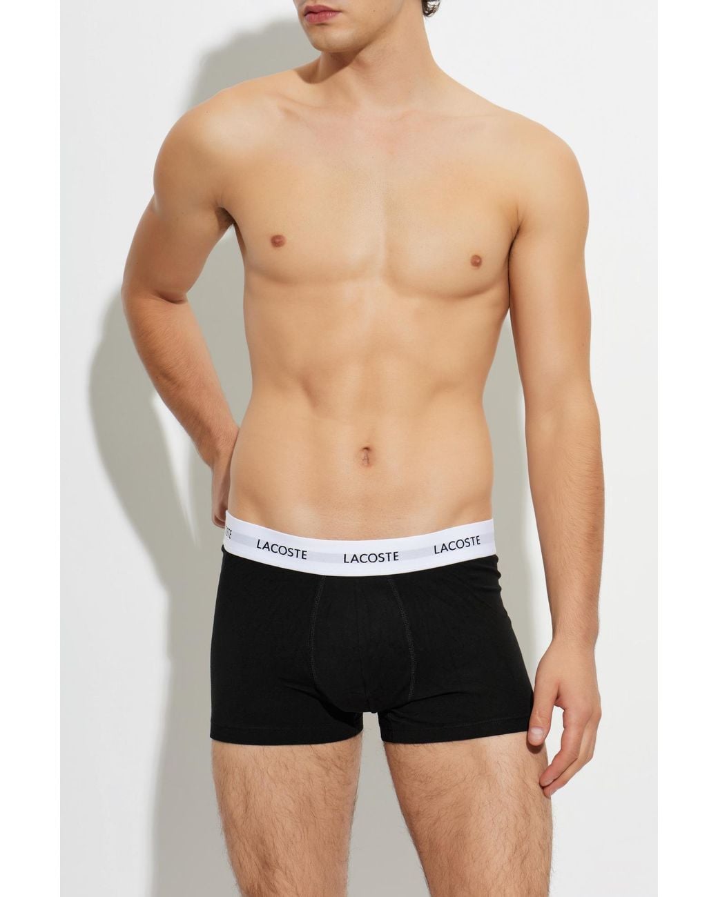 Lacoste Black Three-Pack Of Cotton Boxer Briefs for men