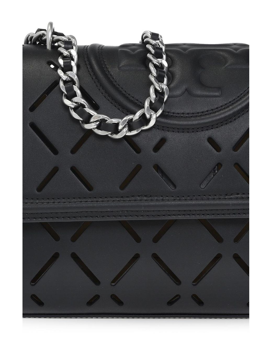 Tory Burch 'fleming Convertible' Black Shoulder Bag With Diamond-shaped  Pintucks In Leather Woman - ShopStyle