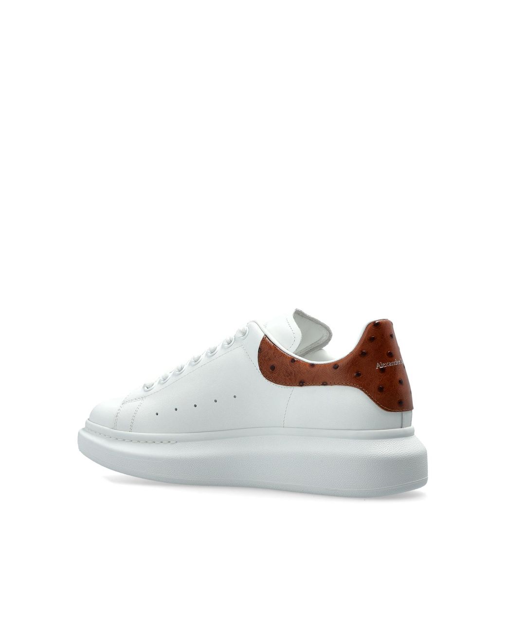McQueen White Leather Sports Shoes With Logo for men